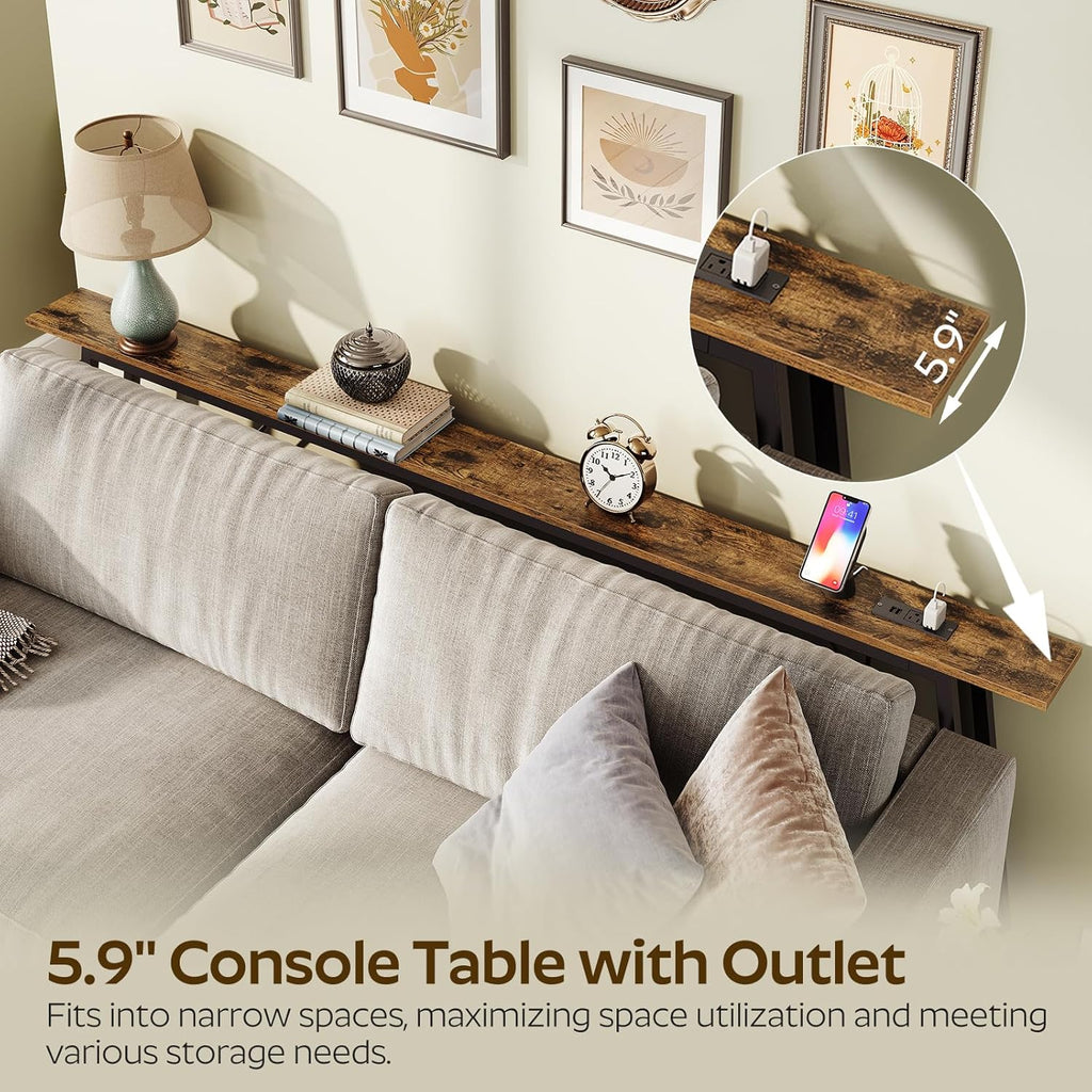 78.7" Console Table and 5.9" Skinny Console Table with Power Outlets Bundle D37646