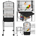 59'' Wrought Iron Bird Cage with Rolling Stand I782