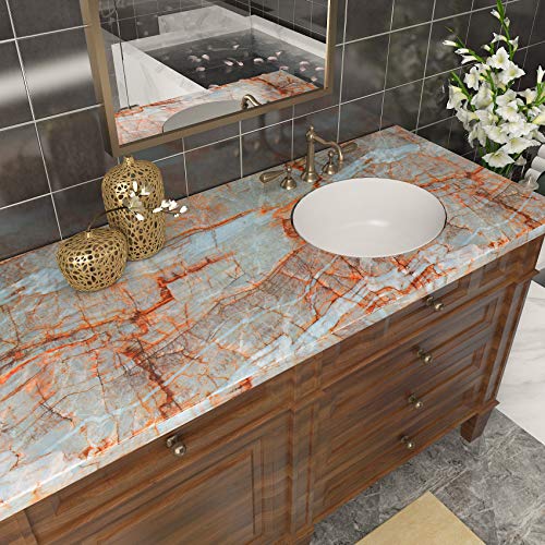 Teal Marble Peel and Stick Wallpaper E746624