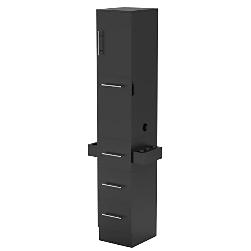 White 3 Drawer Salon Station with Cabinet and Hair Dryer Holders S9891