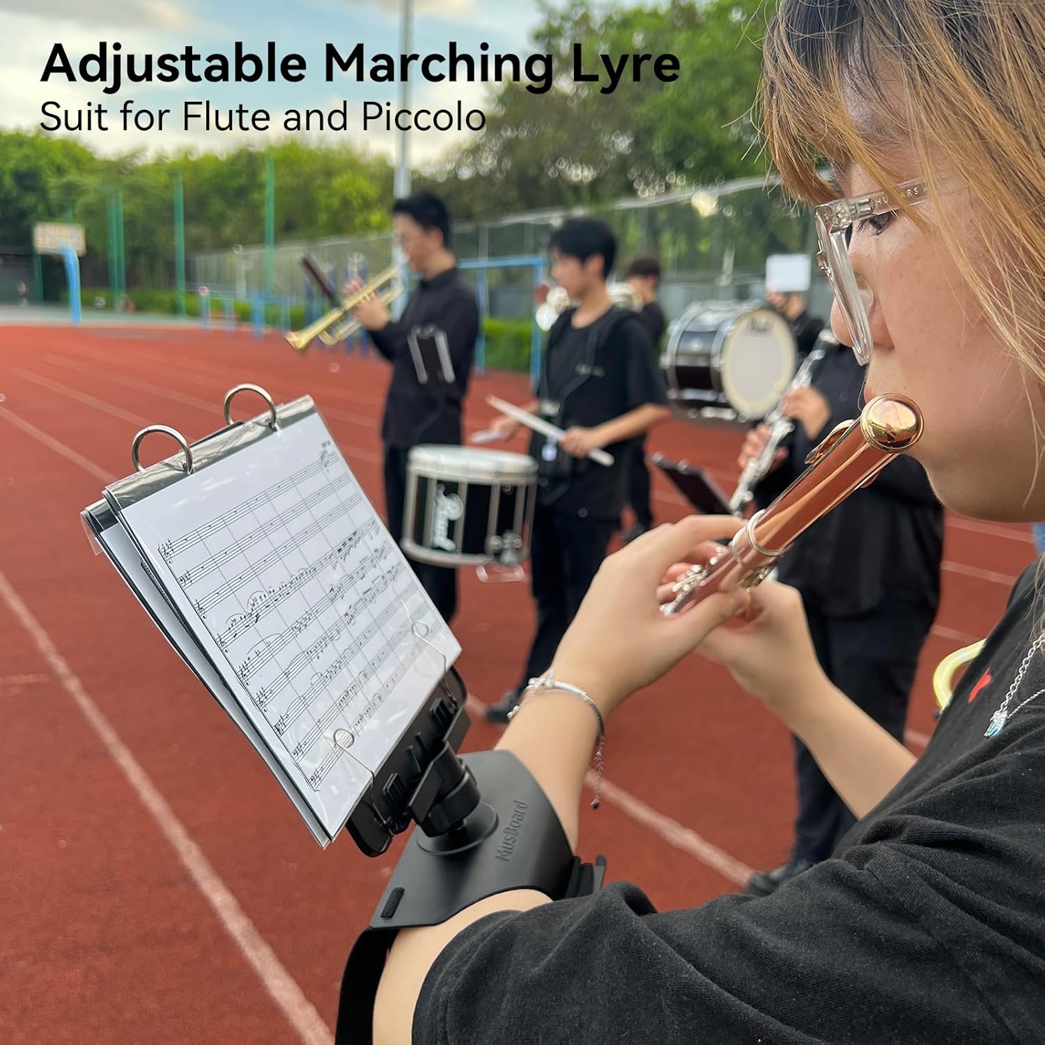 Adjustable Marching Band Music Lyre for Flute and Piccolo with 10 Pages J48996