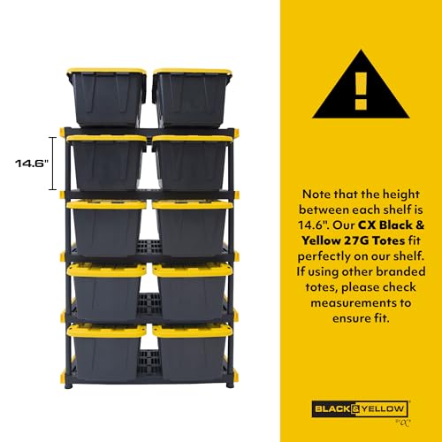 Black 5-Tier Heavy Duty Plastic Storage Shelving Unit I6005