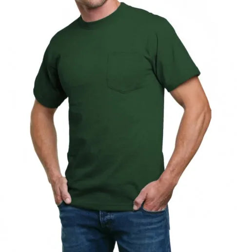 Heavyweight 100% Cotton T-Shirts with Pocket - Made in USA