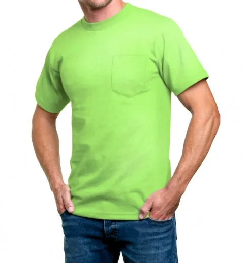 Heavyweight 100% Cotton T-Shirts with Pocket - Made in USA
