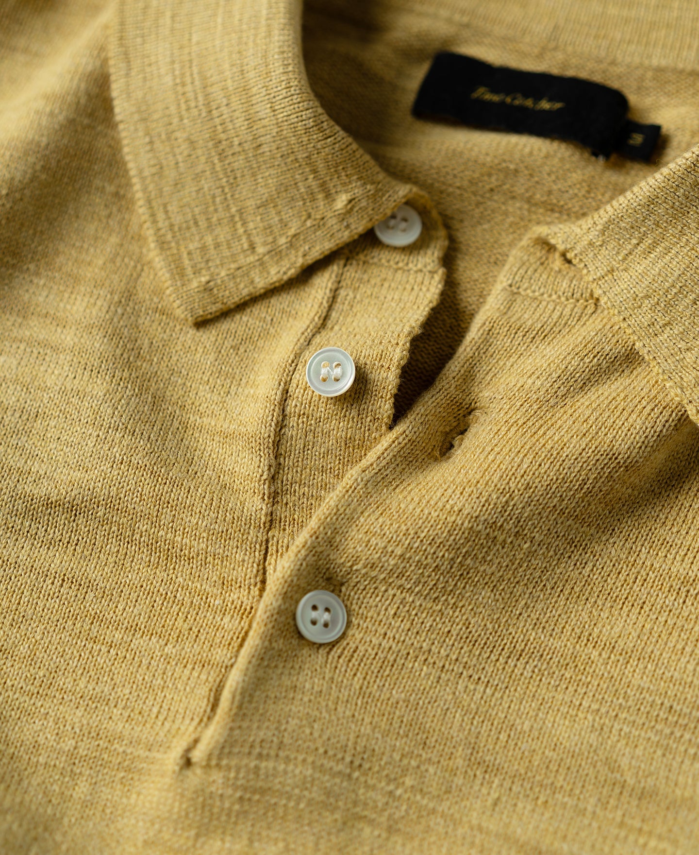 Slub Cotton Long Sleeve Knit Polo