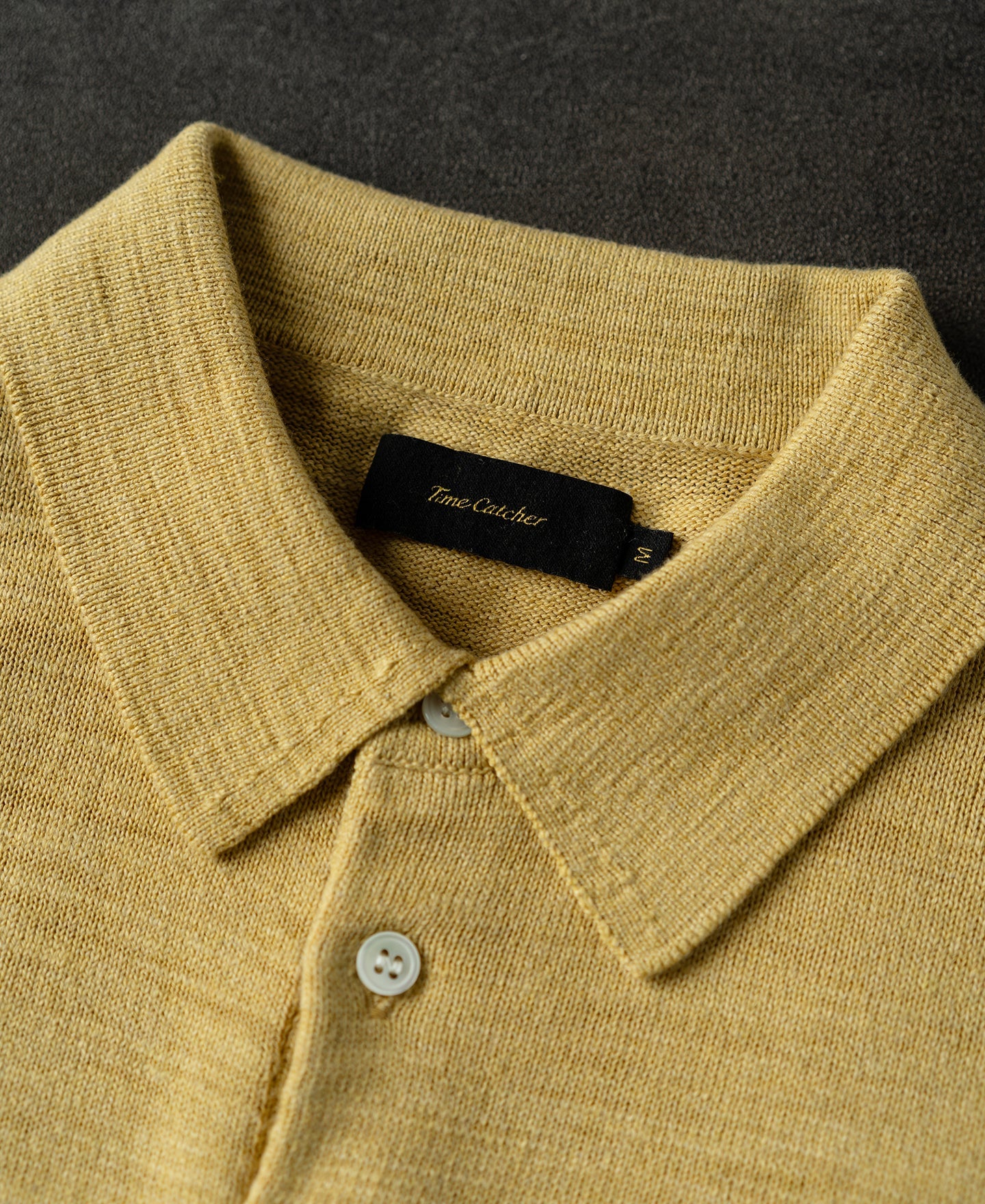 Slub Cotton Long Sleeve Knit Polo