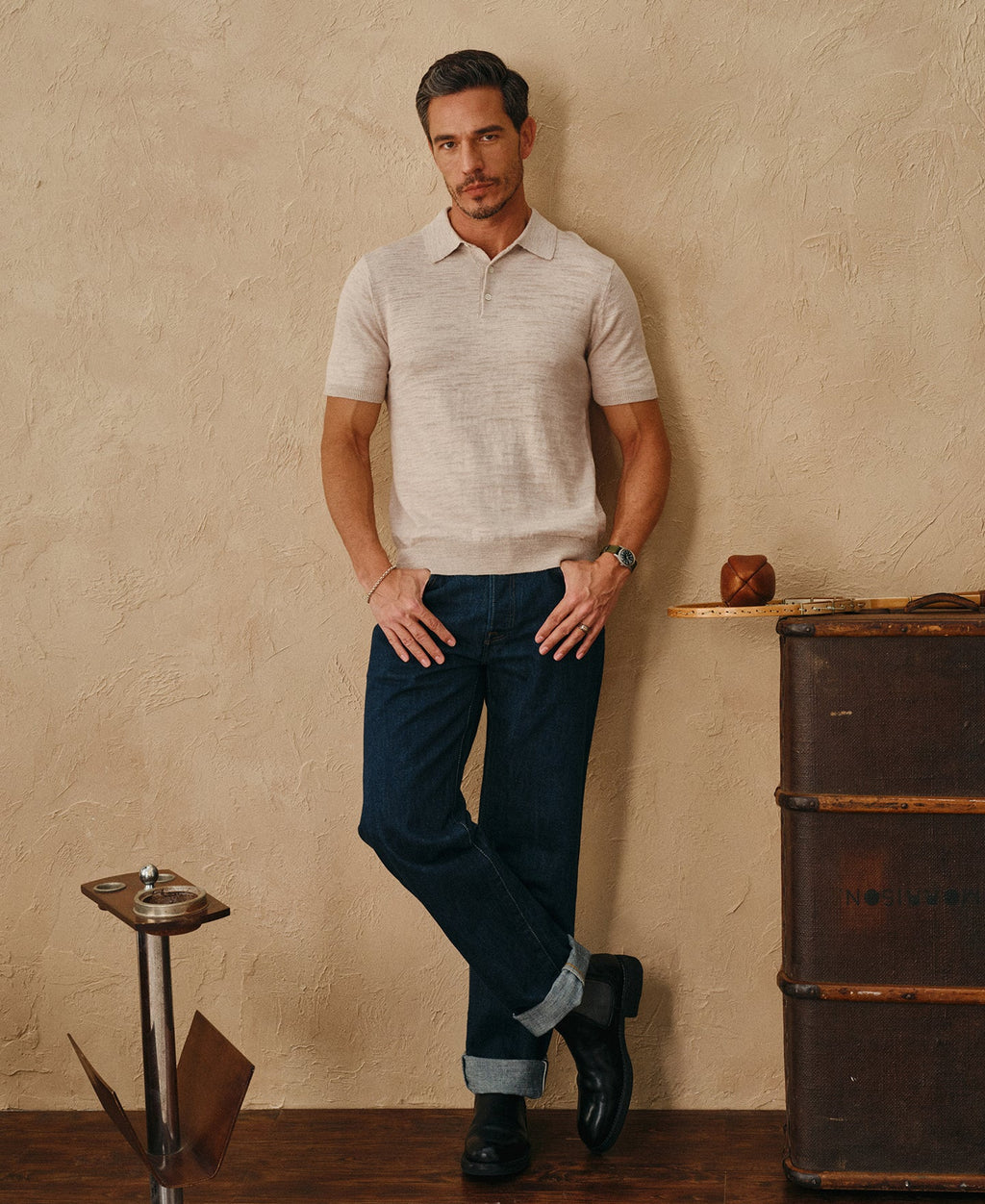 Lightweight Slub Cotton Knit Polo