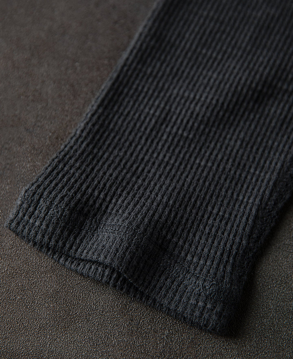 Honeycomb Waffle Knit Henley Long Sleeve T-Shirt