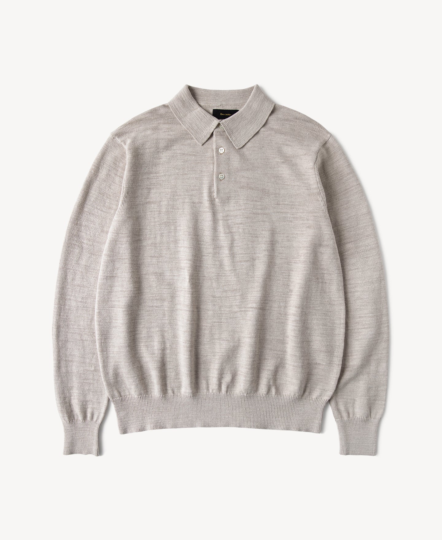 Slub Cotton Long Sleeve Knit Polo